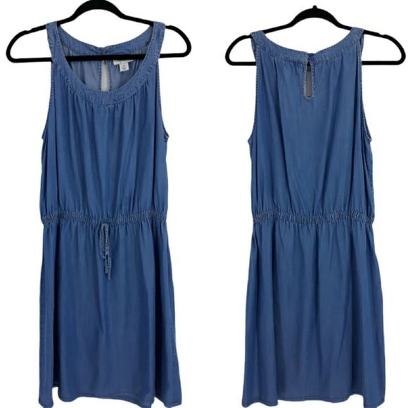 Style & Co. Mini Dress Size M Chambray Sleeveless Scoop Neck Elastic Waist - Picture 1 of 9